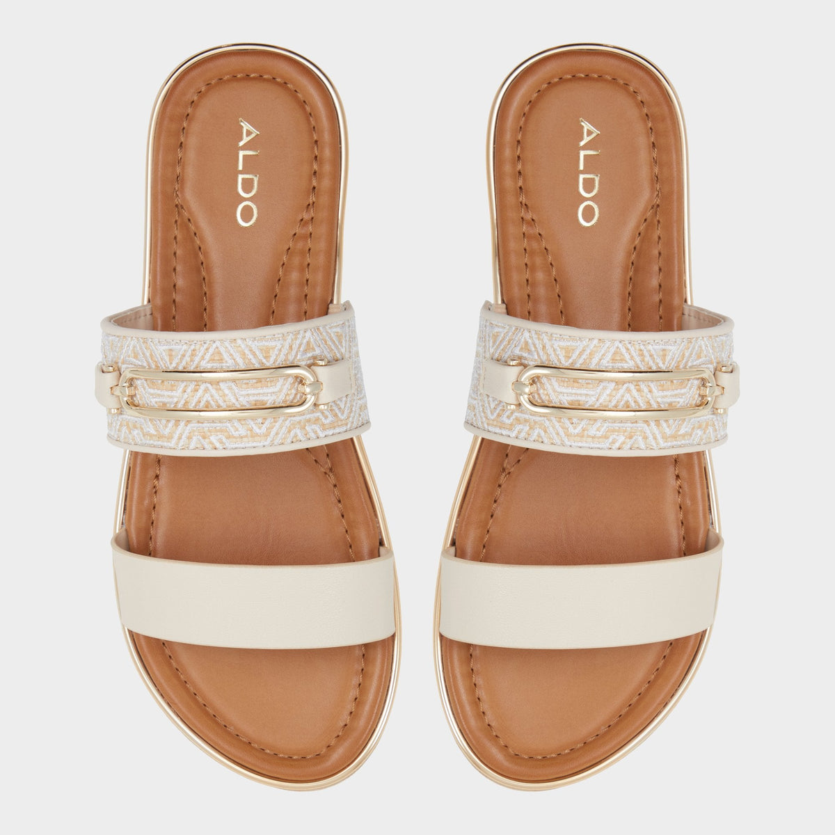 Lagoon Other Beige Synthetic Print Women's Footbed sandals - Slide sandal, Footbed sandal | Aldo