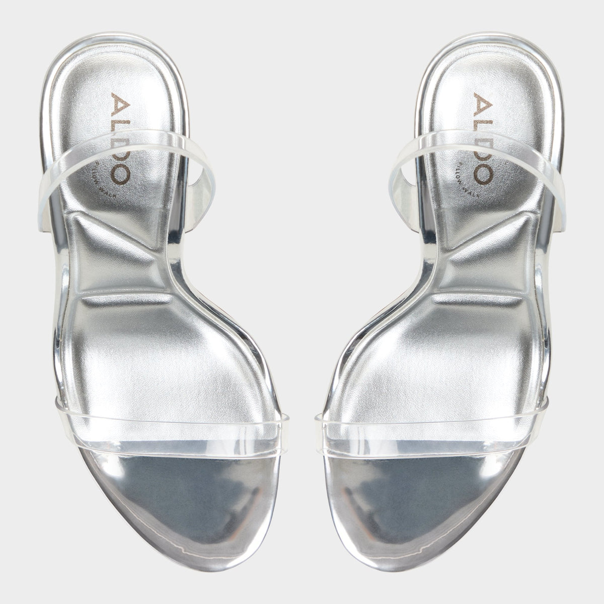 Quinilynn Silver Women's Iridescent metallics - Strappy heeled sandal, Stiletto heel | Aldo