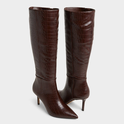 Saphiria Dark Brown Women's Tall Boots - Knee-high boot, Stiletto heel | Aldo
