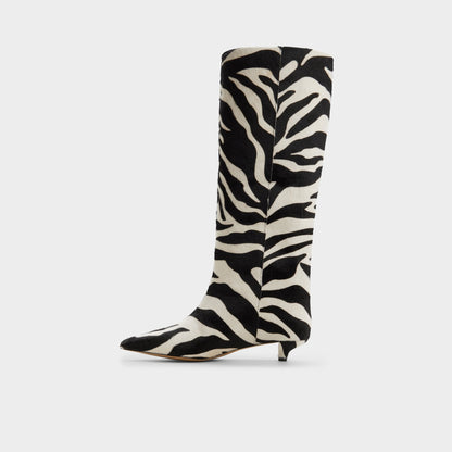 Gabelia in White Black - Knee-high boot, Kitten heel | Aldo