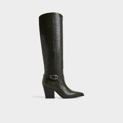 Saddle in Dark Green - Knee-high boot, Block heel | Aldo