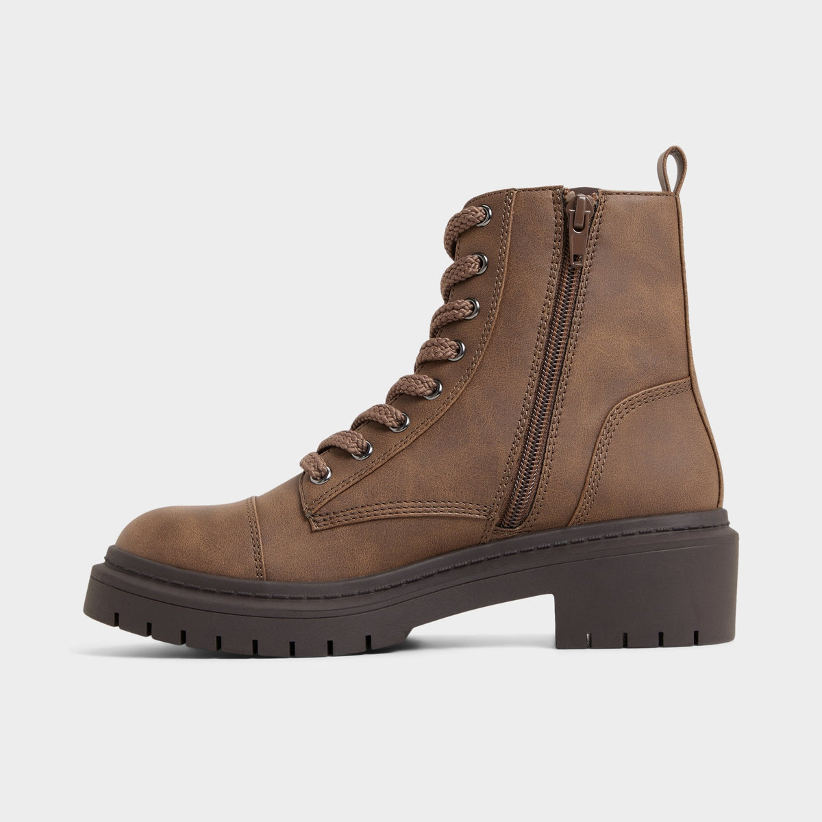 Goer in Medium Brown - Combat ankle boot, Lug sole | Aldo