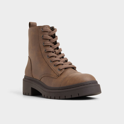 Goer in Medium Brown - Combat ankle boot, Lug sole | Aldo