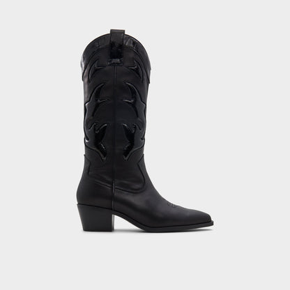 Nebraska Black Women's Western - Mid-calf western boot, Block heel | Aldo