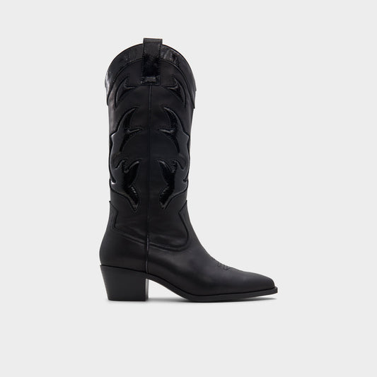 Nebraska Black Women's Western - Mid-calf western boot, Block heel | Aldo