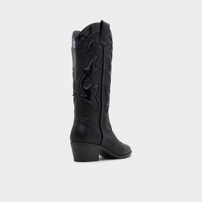 Nebraska Black Women's Western - Mid-calf western boot, Block heel | Aldo