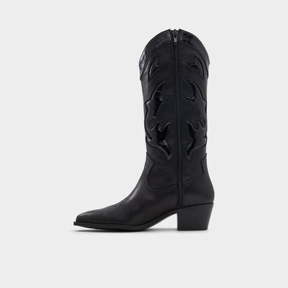 Nebraska Black Women's Western - Mid-calf western boot, Block heel | Aldo