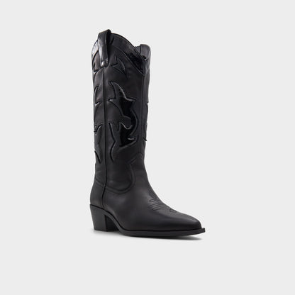Nebraska Black Women's Western - Mid-calf western boot, Block heel | Aldo