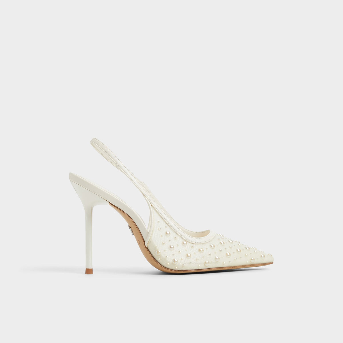 Pearlescent Other White Textile Mesh Women's Slingbacks - Slingback heel | Aldo