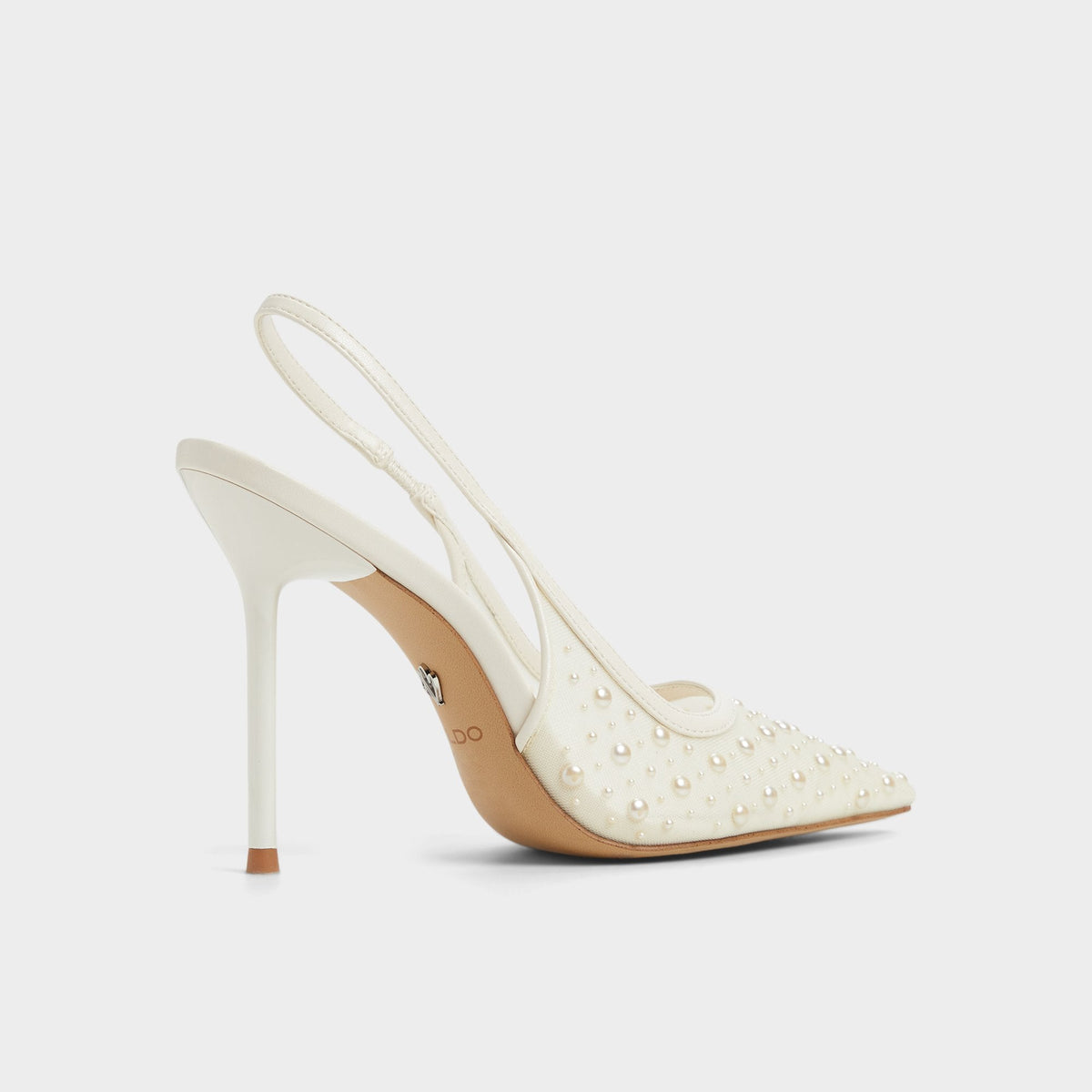 Pearlescent Other White Textile Mesh Women's Slingbacks - Slingback heel | Aldo