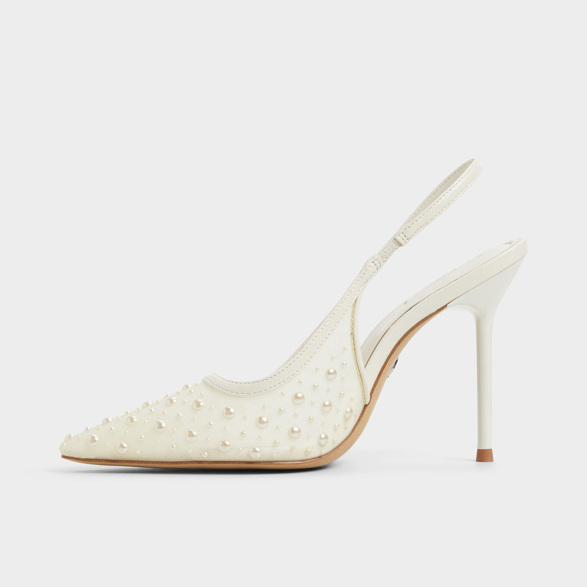 Pearlescent Other White Textile Mesh Women's Slingbacks - Slingback heel | Aldo