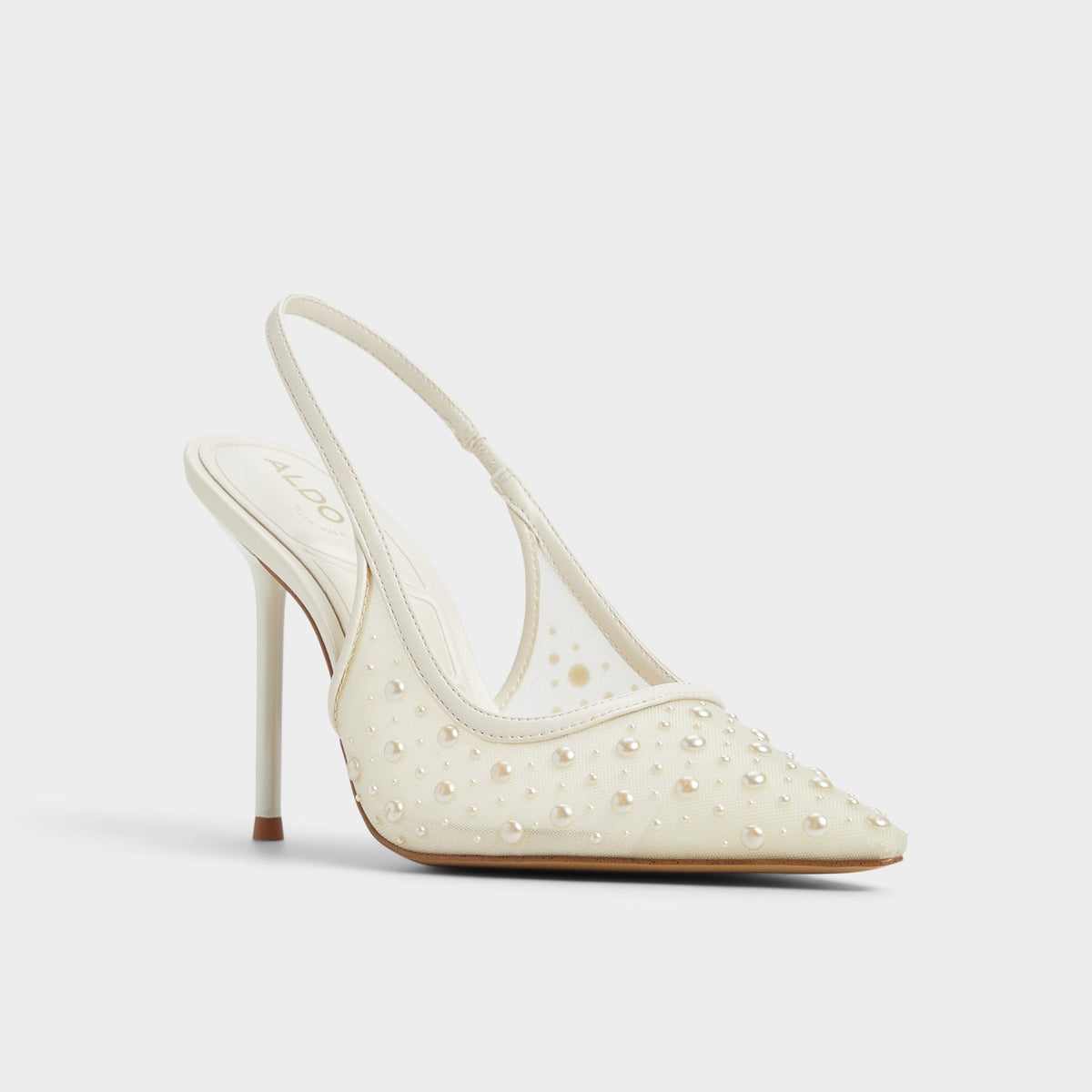 Pearlescent Other White Textile Mesh Women's Slingbacks - Slingback heel | Aldo