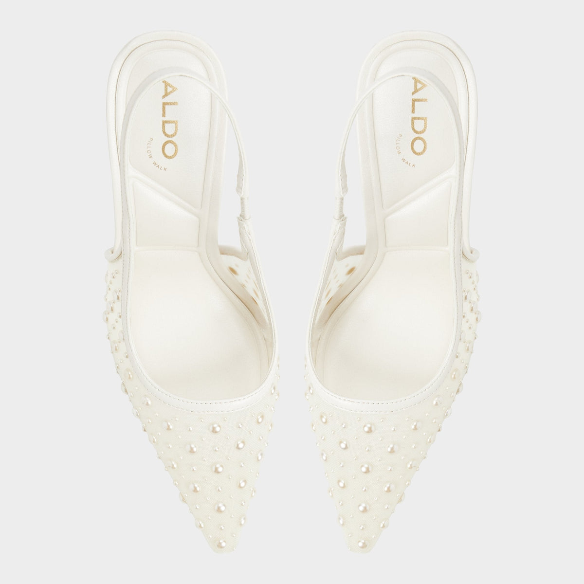 Pearlescent Other White Textile Mesh Women's Slingbacks - Slingback heel | Aldo