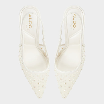 Pearlescent Other White Textile Mesh Women's Slingbacks - Slingback heel | Aldo