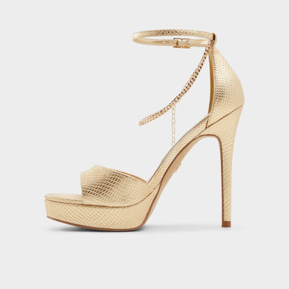 Afumeth Gold Women's Platform sandals - Strappy heeled sandal, Stiletto platform | Aldo