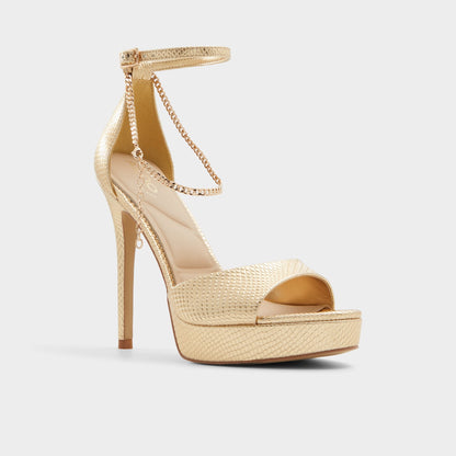 Afumeth Gold Women's Platform sandals - Strappy heeled sandal, Stiletto platform | Aldo