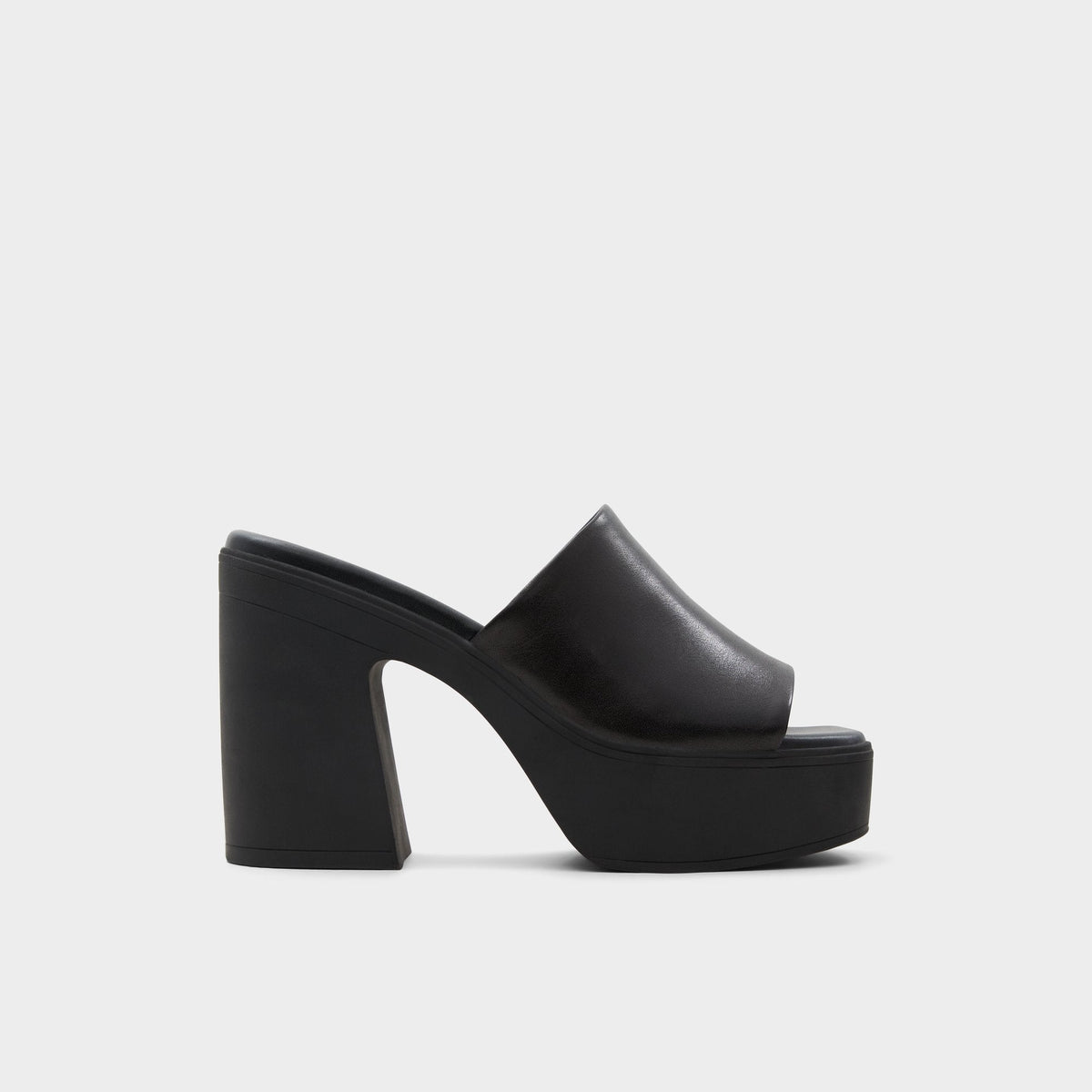 Maysee Other Black Leather Smooth Women's Mule slides - Heeled mule, Platform | Aldo