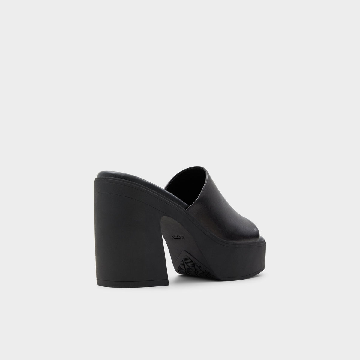 Maysee Other Black Leather Smooth Women's Mule slides - Heeled mule, Platform | Aldo