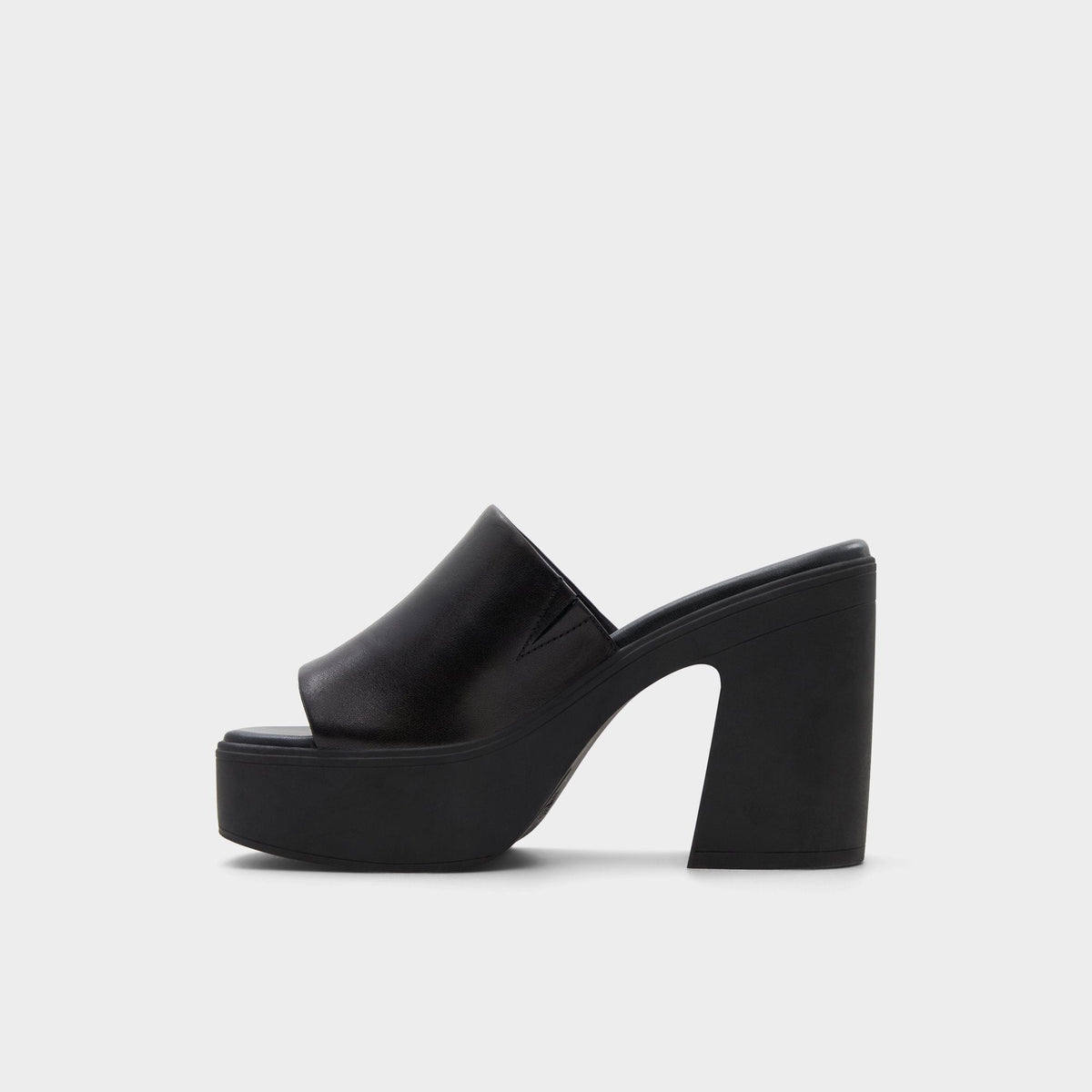 Maysee Other Black Leather Smooth Women's Mule slides - Heeled mule, Platform | Aldo