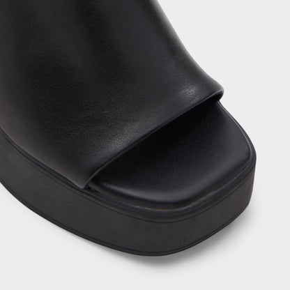 Maysee Other Black Leather Smooth Women's Mule slides - Heeled mule, Platform | Aldo