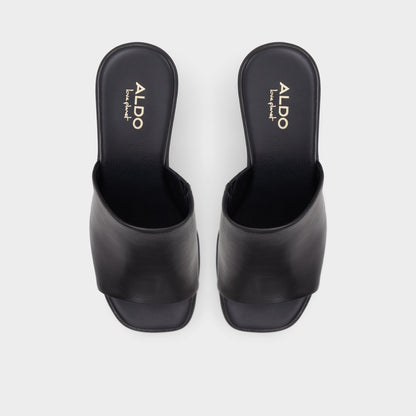 Maysee Other Black Leather Smooth Women's Mule slides - Heeled mule, Platform | Aldo