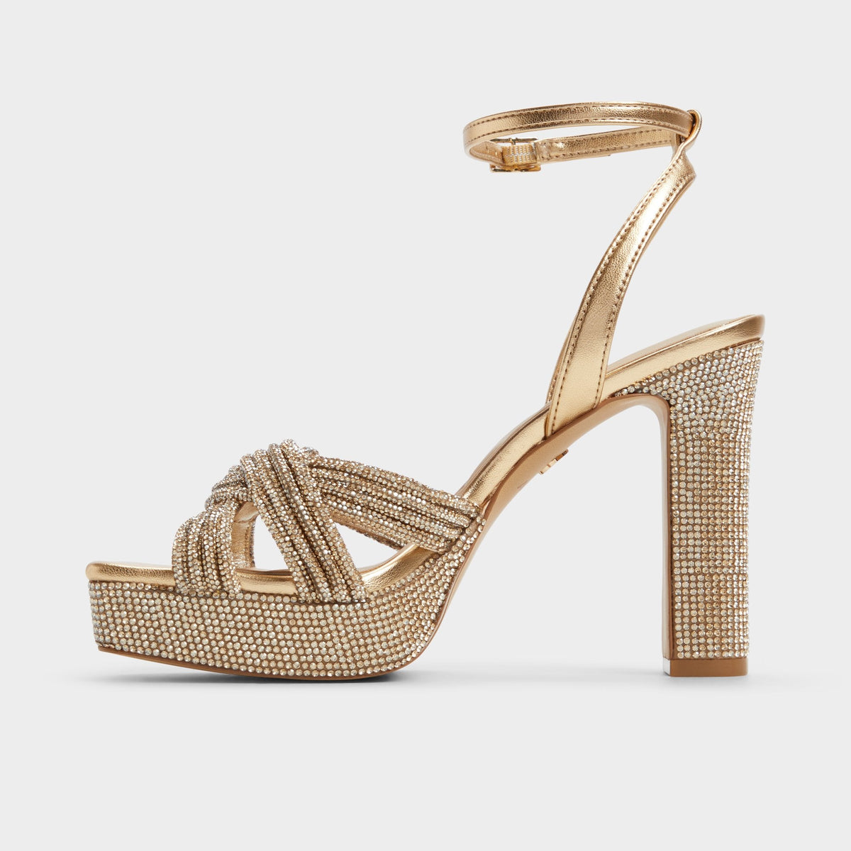 Shimma Gold Women's Iridescent metallics - Strappy heeled sandal, Platform | Aldo