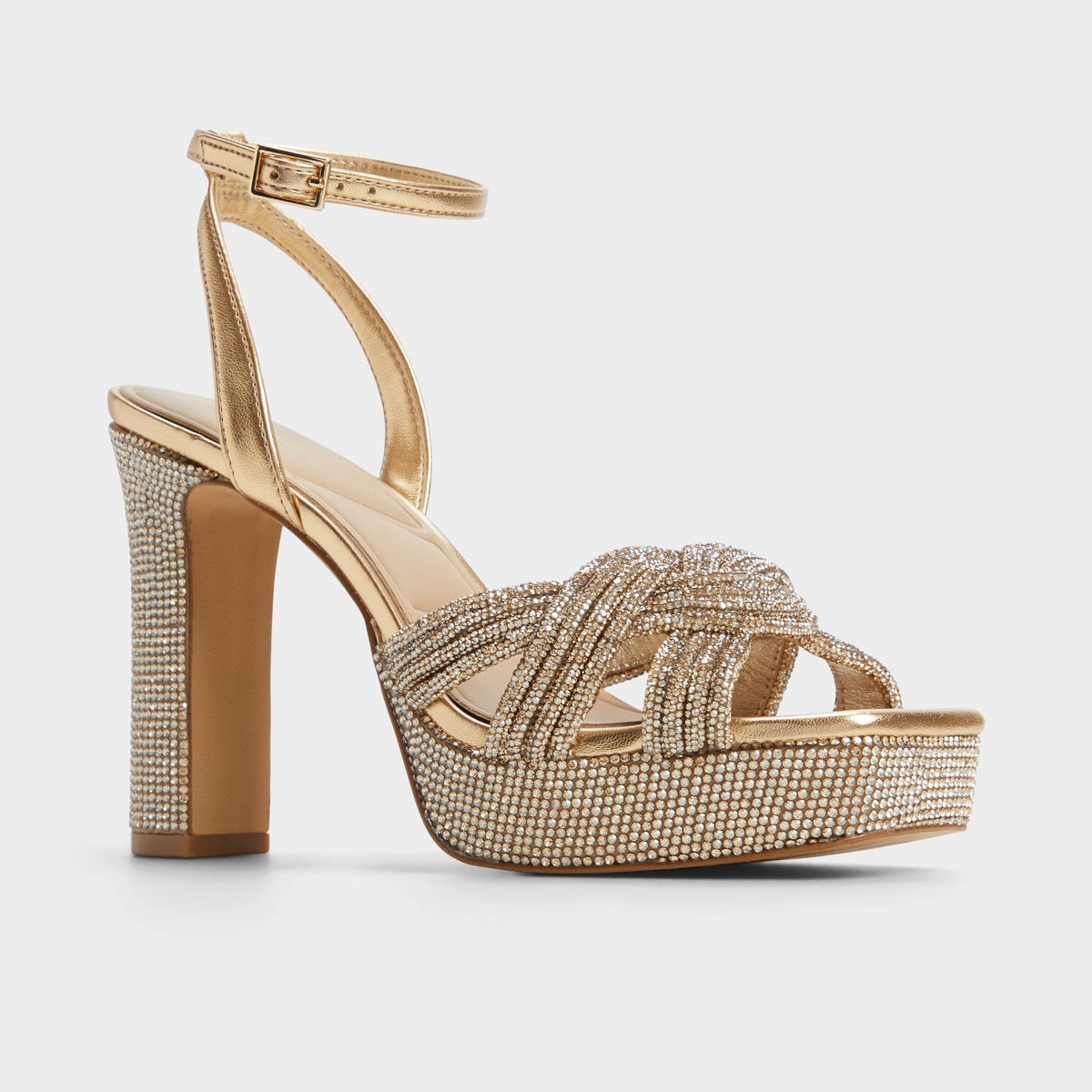 Shimma Gold Women's Iridescent metallics - Strappy heeled sandal, Platform | Aldo