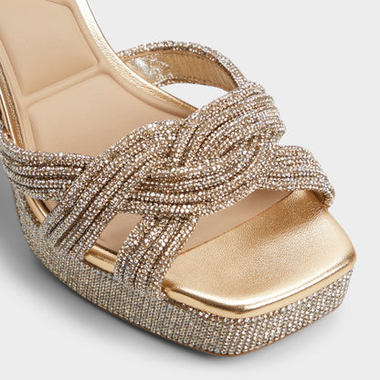 Shimma Gold Women's Iridescent metallics - Strappy heeled sandal, Platform | Aldo