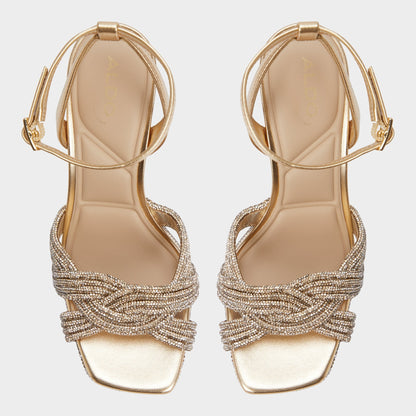 Shimma Gold Women's Iridescent metallics - Strappy heeled sandal, Platform | Aldo