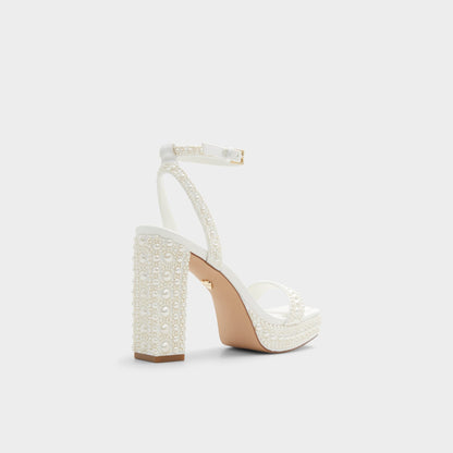 Lulu White Women's Strappy sandals - Strappy heeled sandal, Block heel | Aldo