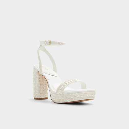 Lulu White Women's Strappy sandals - Strappy heeled sandal, Block heel | Aldo