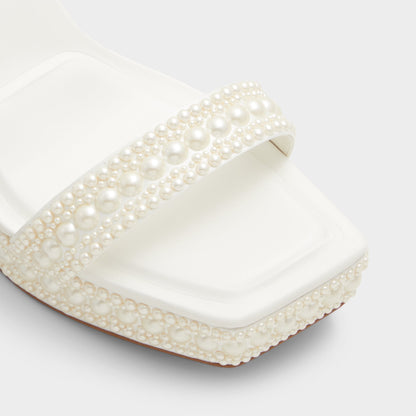 Lulu White Women's Strappy sandals - Strappy heeled sandal, Block heel | Aldo