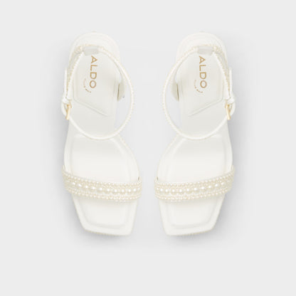 Lulu White Women's Strappy sandals - Strappy heeled sandal, Block heel | Aldo