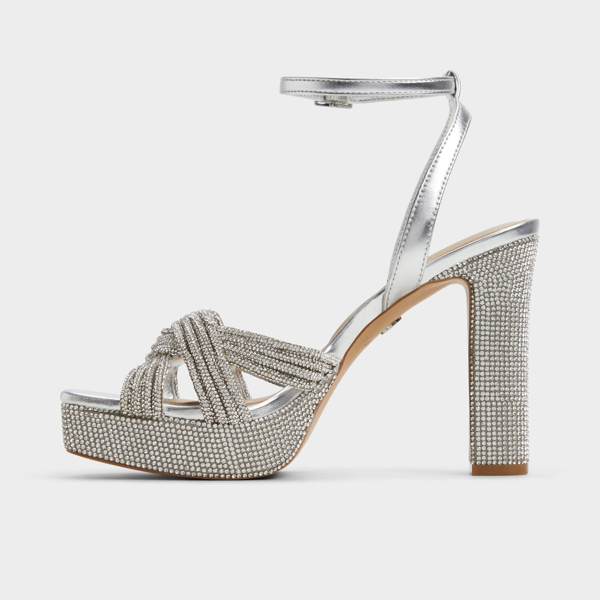 Shimma Silver Women's Iridescent metallics - Strappy heeled sandal, Platform | Aldo