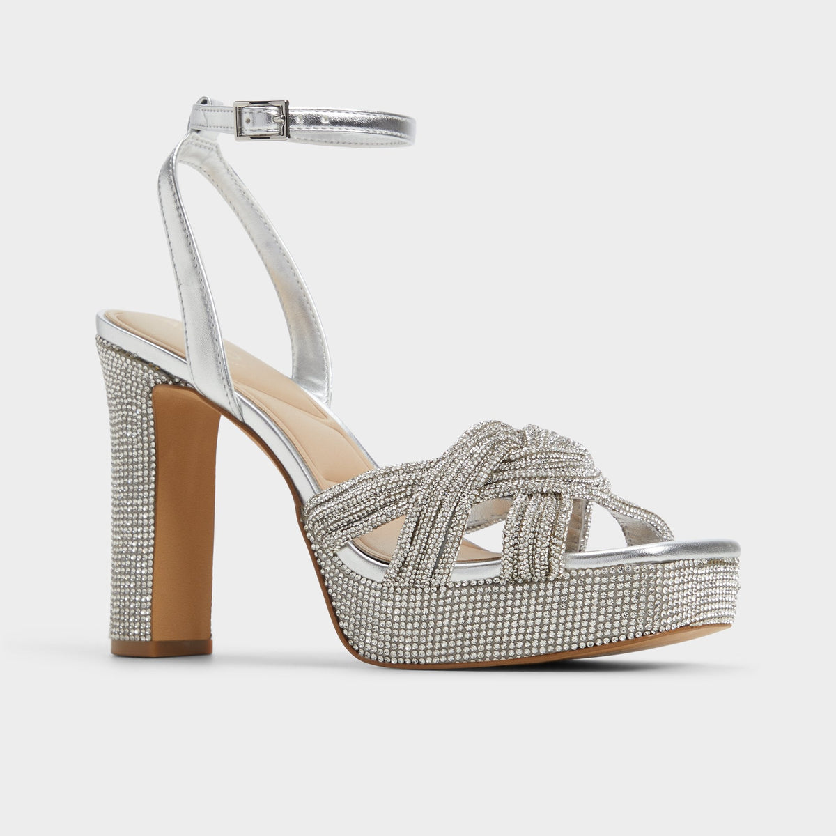 Shimma Silver Women's Iridescent metallics - Strappy heeled sandal, Platform | Aldo
