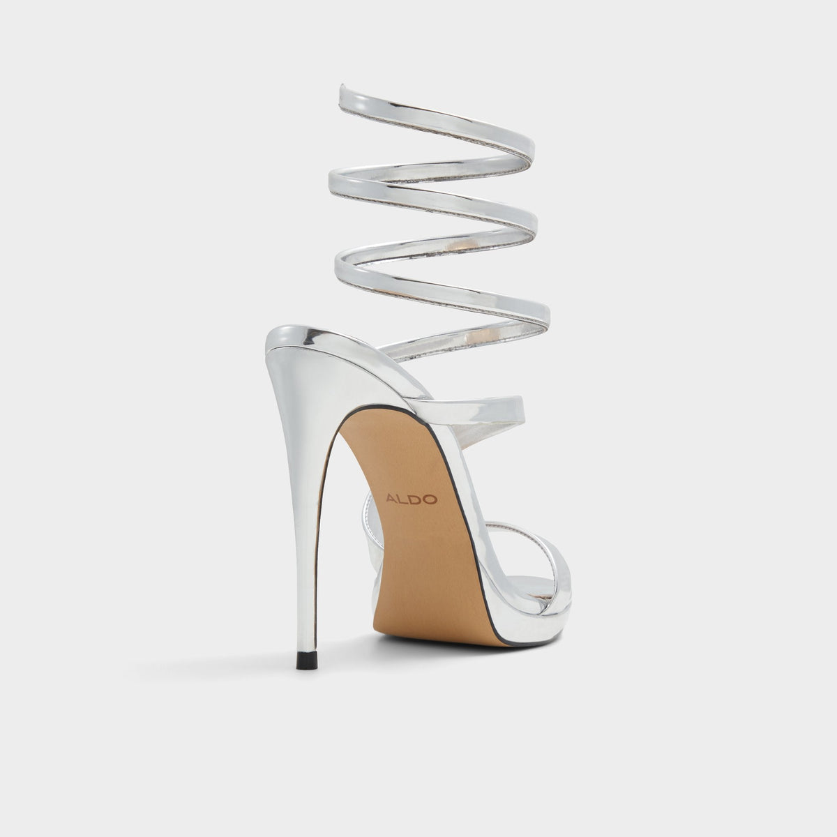 Katswirl in Silver - Strappy sandal, Stiletto platform | Aldo