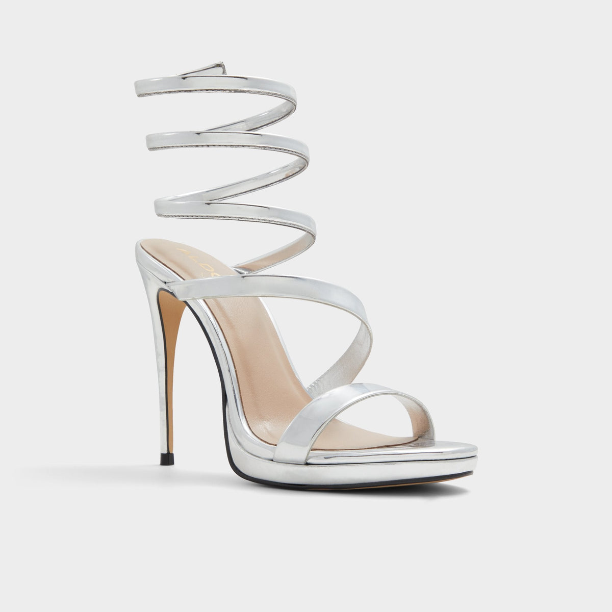 Katswirl in Silver - Strappy sandal, Stiletto platform | Aldo