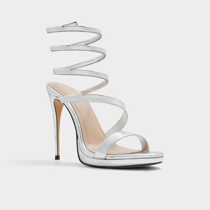 Katswirl in Silver - Strappy sandal, Stiletto platform | Aldo