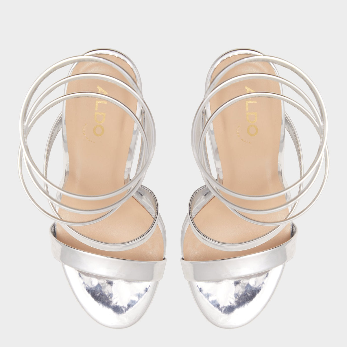 Katswirl in Silver - Strappy sandal, Stiletto platform | Aldo