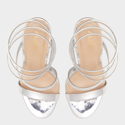 Katswirl in Silver - Strappy sandal, Stiletto platform | Aldo