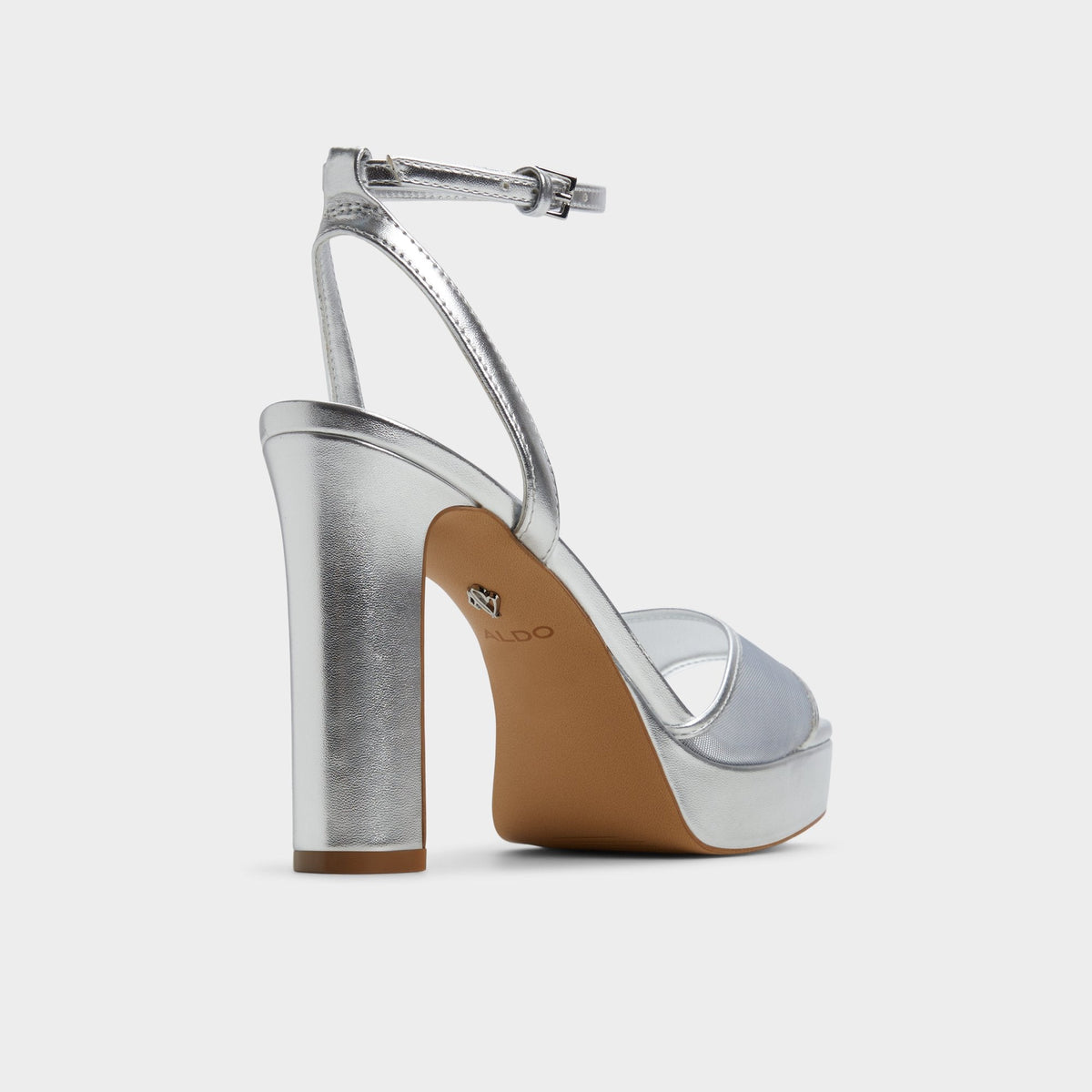 Chicglimmer Silver Women's Platform sandals - Strappy heeled sandal, Block heel | Aldo