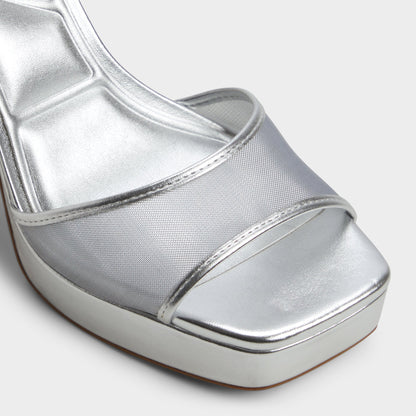 Chicglimmer Silver Women's Platform sandals - Strappy heeled sandal, Block heel | Aldo