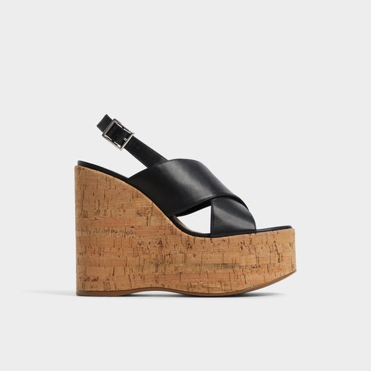 Sandcastle Black Women's Platform sandals - Strappy wedge sandal | Aldo