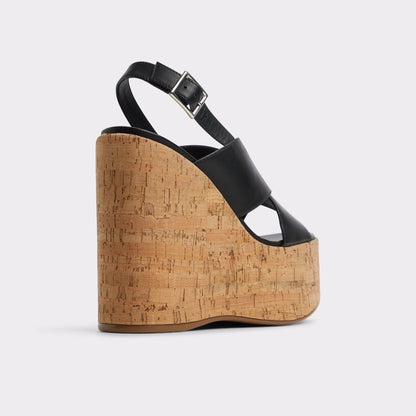 Sandcastle Black Women's Platform sandals - Strappy wedge sandal | Aldo