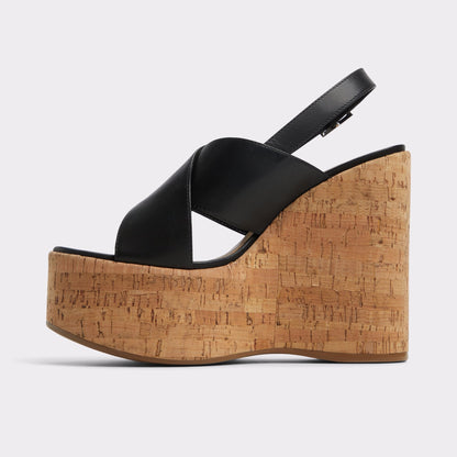 Sandcastle Black Women's Platform sandals - Strappy wedge sandal | Aldo