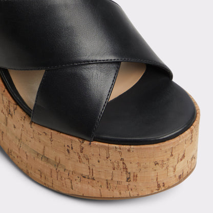Sandcastle Black Women's Platform sandals - Strappy wedge sandal | Aldo