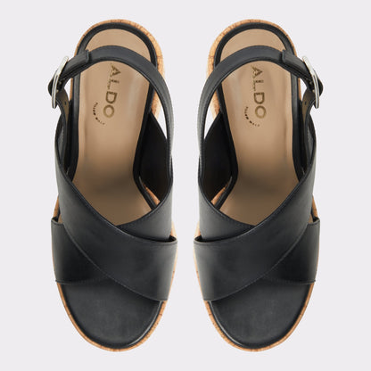 Sandcastle Black Women's Platform sandals - Strappy wedge sandal | Aldo