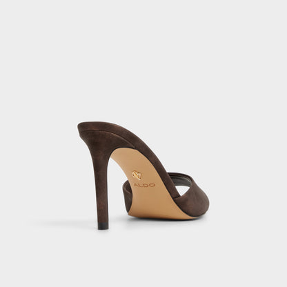 Anniebrilden Dark Brown Women's Mule slides - Heeled mule, Stiletto heel | Aldo