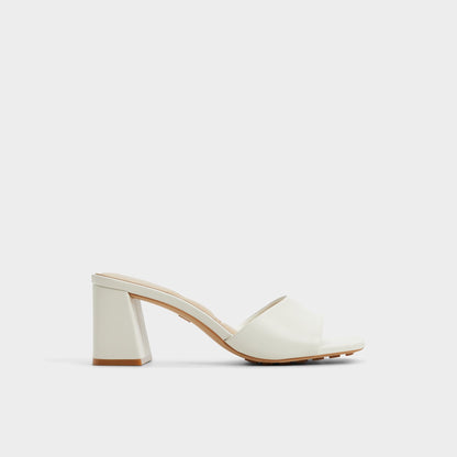 Tisha White Women's Heeled mules - Heeled mule, Block heel | Aldo