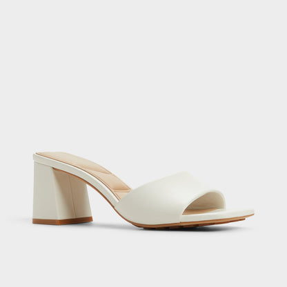 Tisha White Women's Heeled mules - Heeled mule, Block heel | Aldo